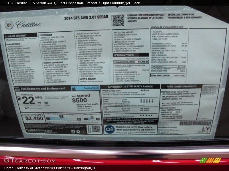 Red Obsession Tintcoat / Light Platinum/Jet Black 2014 Cadillac CTS Sedan AWD