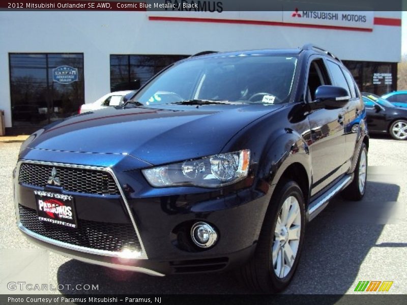Cosmic Blue Metallic / Black 2012 Mitsubishi Outlander SE AWD