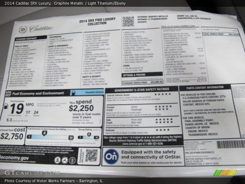 Graphite Metallic / Light Titanium/Ebony 2014 Cadillac SRX Luxury