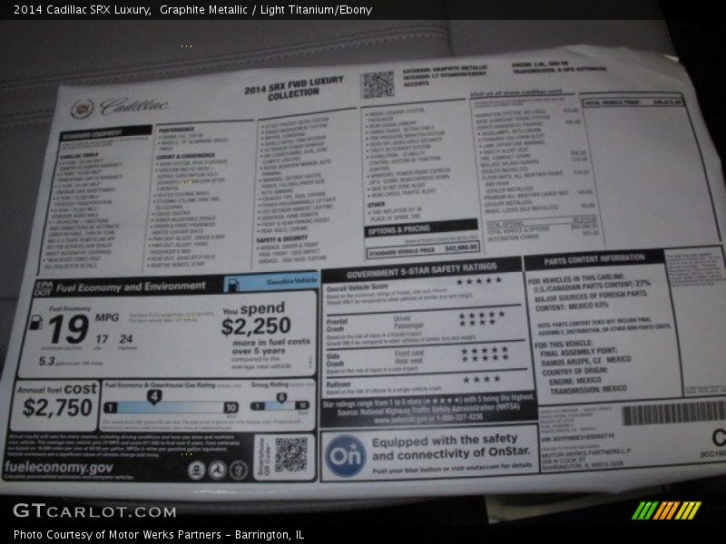 Graphite Metallic / Light Titanium/Ebony 2014 Cadillac SRX Luxury