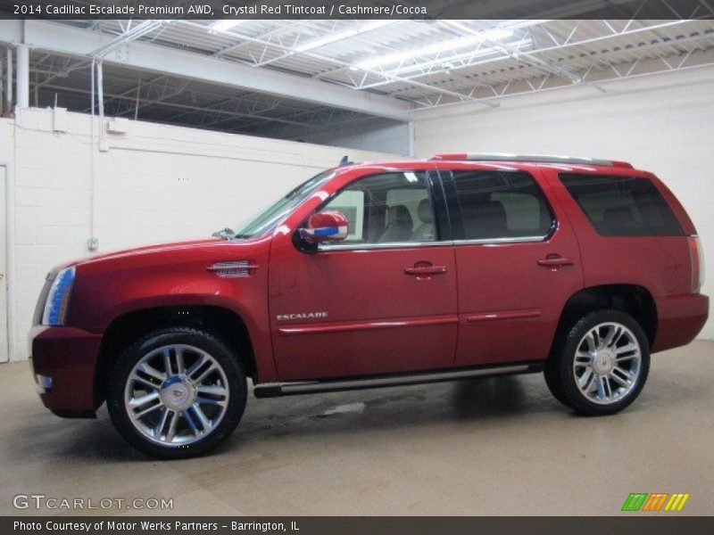 Crystal Red Tintcoat / Cashmere/Cocoa 2014 Cadillac Escalade Premium AWD
