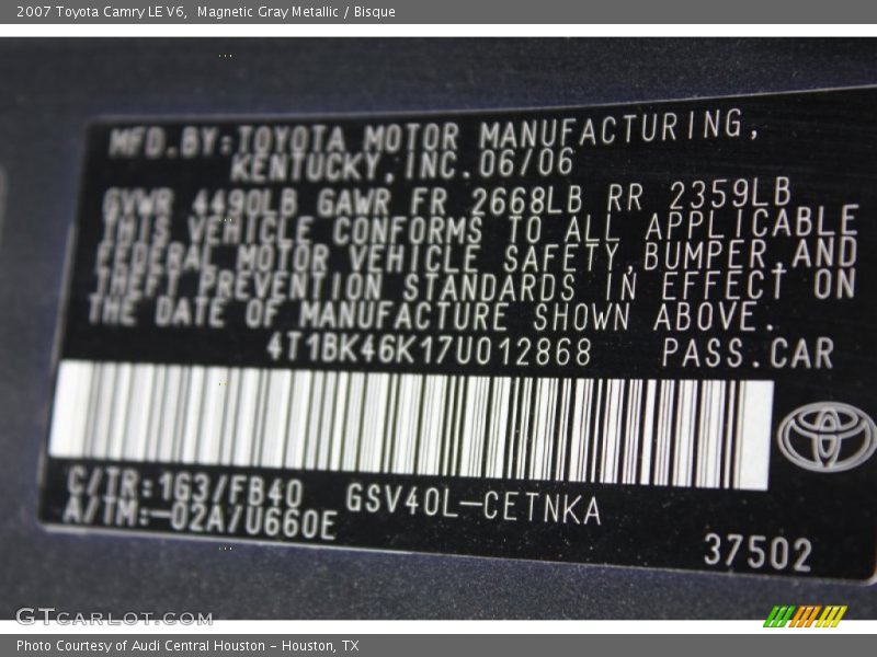 Magnetic Gray Metallic / Bisque 2007 Toyota Camry LE V6