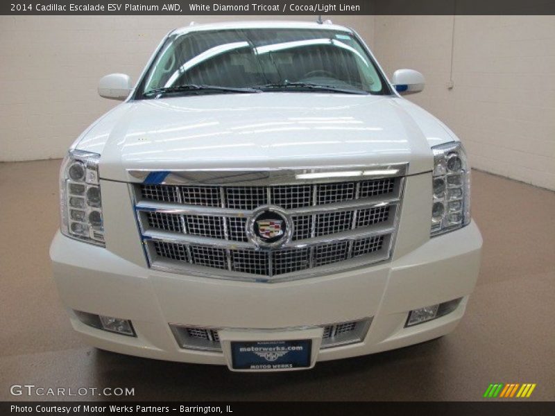 White Diamond Tricoat / Cocoa/Light Linen 2014 Cadillac Escalade ESV Platinum AWD