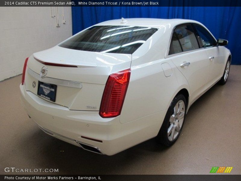 White Diamond Tricoat / Kona Brown/Jet Black 2014 Cadillac CTS Premium Sedan AWD