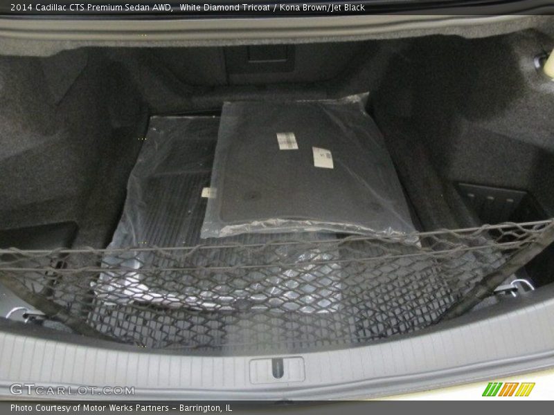 White Diamond Tricoat / Kona Brown/Jet Black 2014 Cadillac CTS Premium Sedan AWD