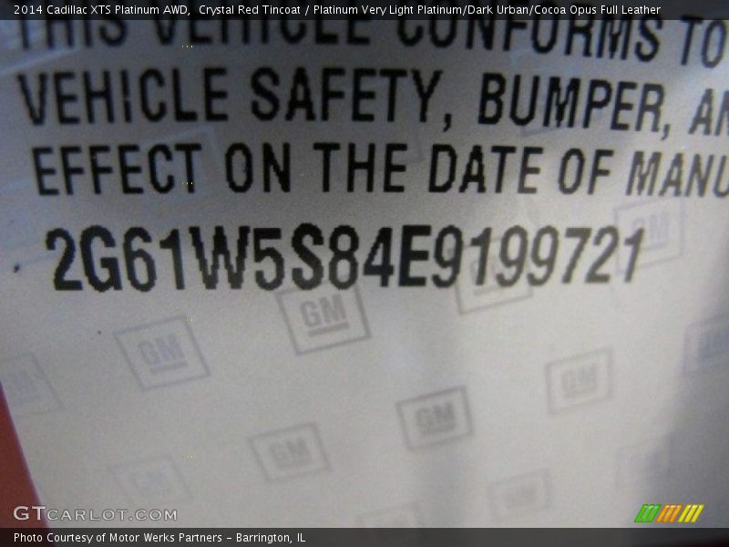 Crystal Red Tincoat / Platinum Very Light Platinum/Dark Urban/Cocoa Opus Full Leather 2014 Cadillac XTS Platinum AWD