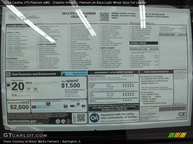  2014 XTS Platinum AWD Window Sticker