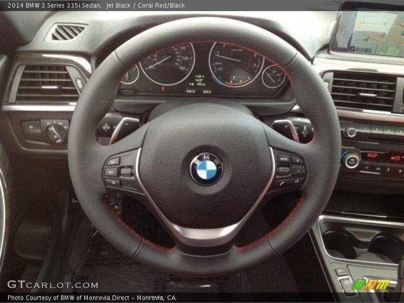 Jet Black / Coral Red/Black 2014 BMW 3 Series 335i Sedan