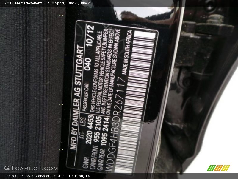 Black / Black 2013 Mercedes-Benz C 250 Sport