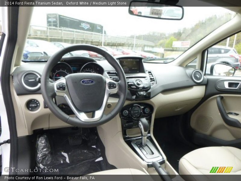 Oxford White / Medium Light Stone 2014 Ford Fiesta Titanium Sedan