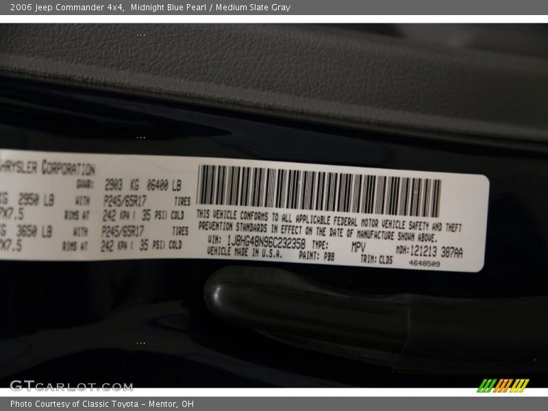 Midnight Blue Pearl / Medium Slate Gray 2006 Jeep Commander 4x4