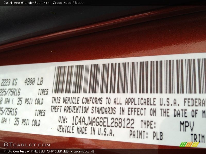 Copperhead / Black 2014 Jeep Wrangler Sport 4x4