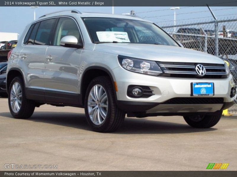 White Gold Metallic / Beige 2014 Volkswagen Tiguan SEL