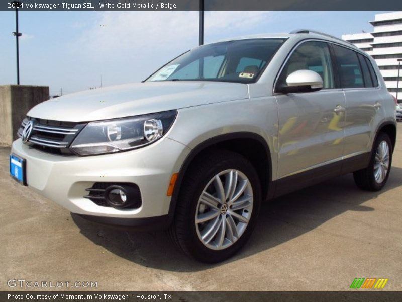 White Gold Metallic / Beige 2014 Volkswagen Tiguan SEL