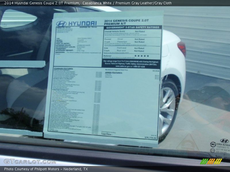  2014 Genesis Coupe 2.0T Premium Window Sticker
