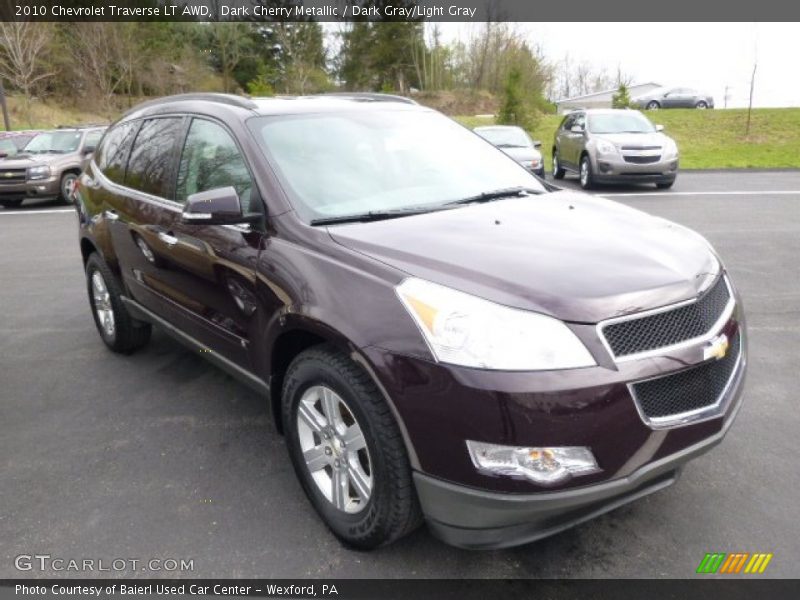 Dark Cherry Metallic / Dark Gray/Light Gray 2010 Chevrolet Traverse LT AWD