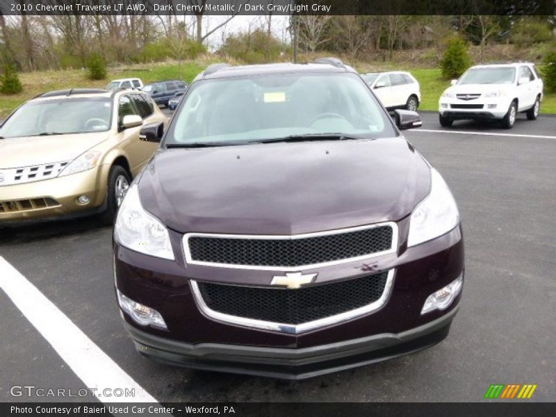 Dark Cherry Metallic / Dark Gray/Light Gray 2010 Chevrolet Traverse LT AWD