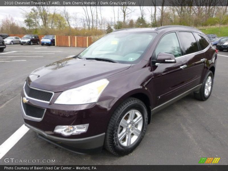 Dark Cherry Metallic / Dark Gray/Light Gray 2010 Chevrolet Traverse LT AWD