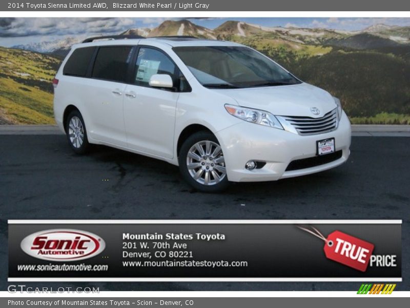 Blizzard White Pearl / Light Gray 2014 Toyota Sienna Limited AWD