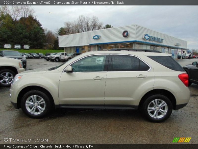 Champagne Silver Metallic / Brownstone/Jet Black 2014 Chevrolet Equinox LT AWD