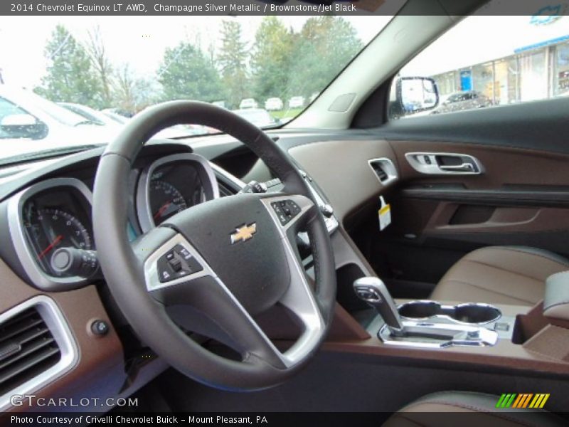 Champagne Silver Metallic / Brownstone/Jet Black 2014 Chevrolet Equinox LT AWD