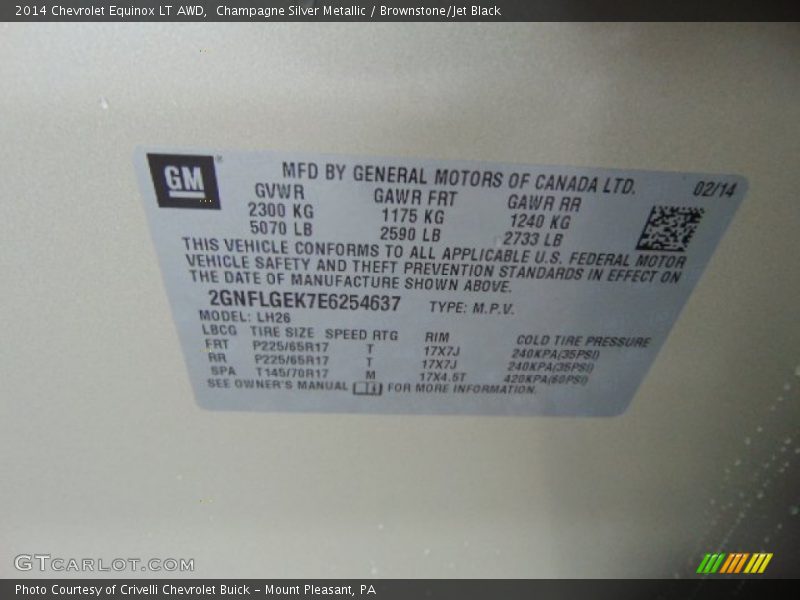 Champagne Silver Metallic / Brownstone/Jet Black 2014 Chevrolet Equinox LT AWD