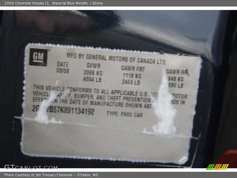 Imperial Blue Metallic / Ebony 2009 Chevrolet Impala LS