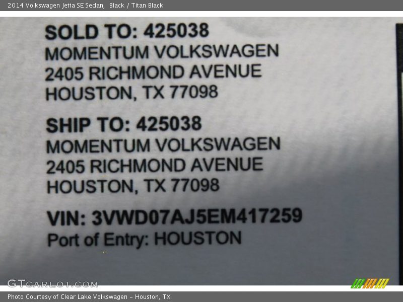 Black / Titan Black 2014 Volkswagen Jetta SE Sedan
