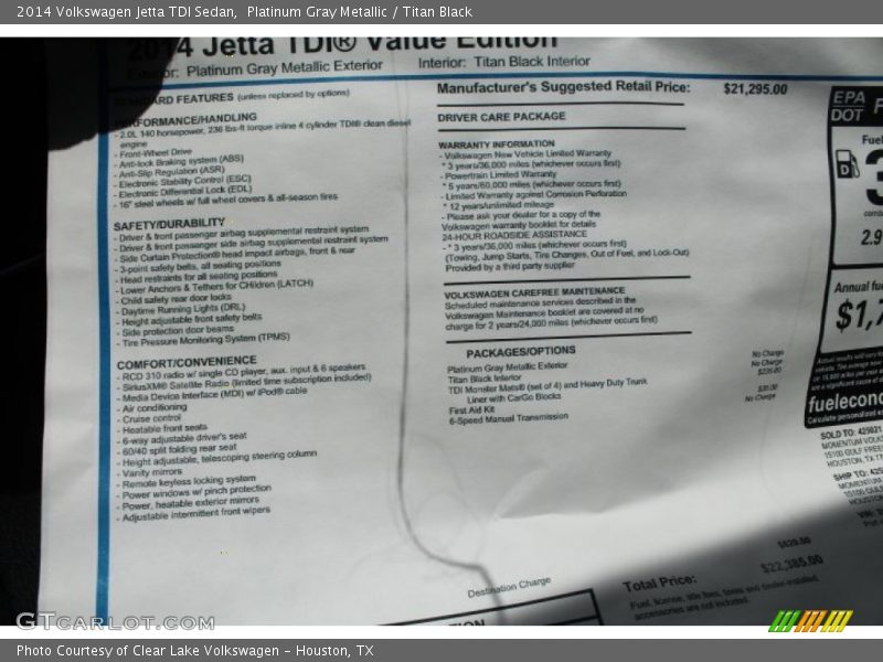 Platinum Gray Metallic / Titan Black 2014 Volkswagen Jetta TDI Sedan