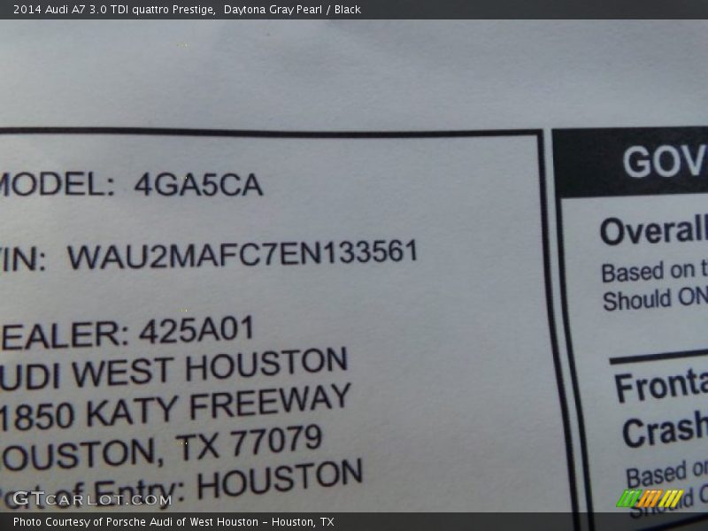 Daytona Gray Pearl / Black 2014 Audi A7 3.0 TDI quattro Prestige