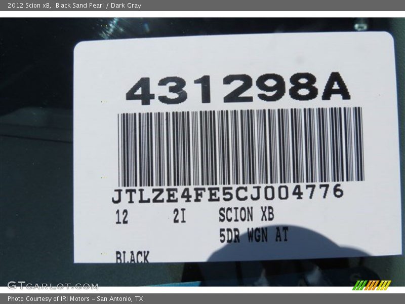 Black Sand Pearl / Dark Gray 2012 Scion xB