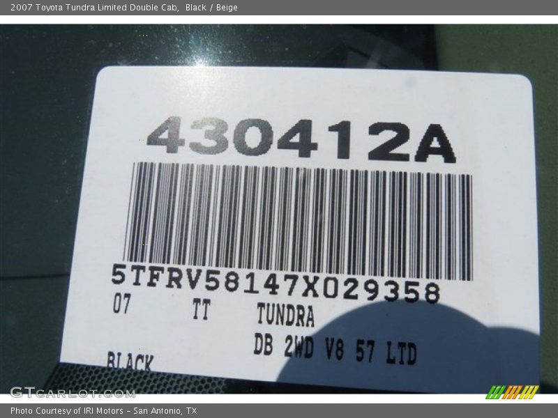 Black / Beige 2007 Toyota Tundra Limited Double Cab