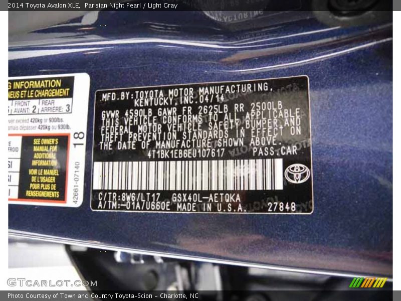 Parisian Night Pearl / Light Gray 2014 Toyota Avalon XLE