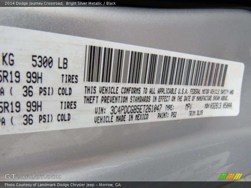 Bright Silver Metallic / Black 2014 Dodge Journey Crossroad