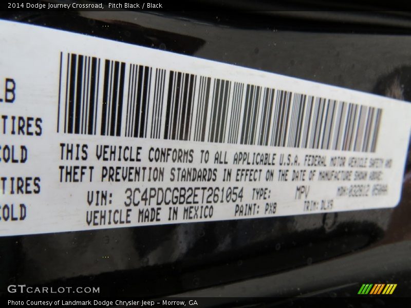2014 Journey Crossroad Pitch Black Color Code PX8