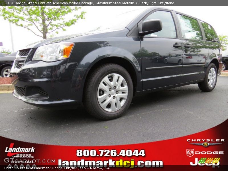 Maximum Steel Metallic / Black/Light Graystone 2014 Dodge Grand Caravan American Value Package