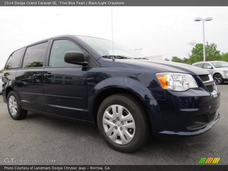 True Blue Pearl / Black/Light Graystone 2014 Dodge Grand Caravan SE