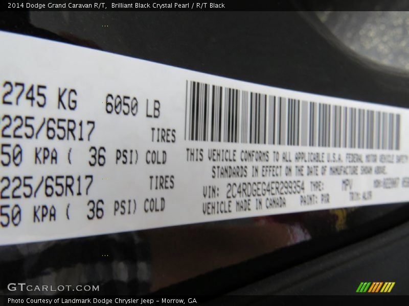 Brilliant Black Crystal Pearl / R/T Black 2014 Dodge Grand Caravan R/T