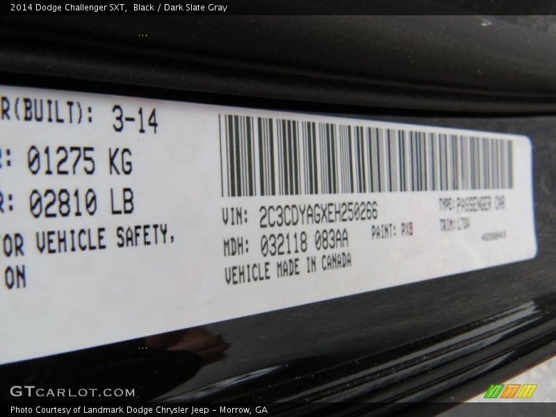 Black / Dark Slate Gray 2014 Dodge Challenger SXT
