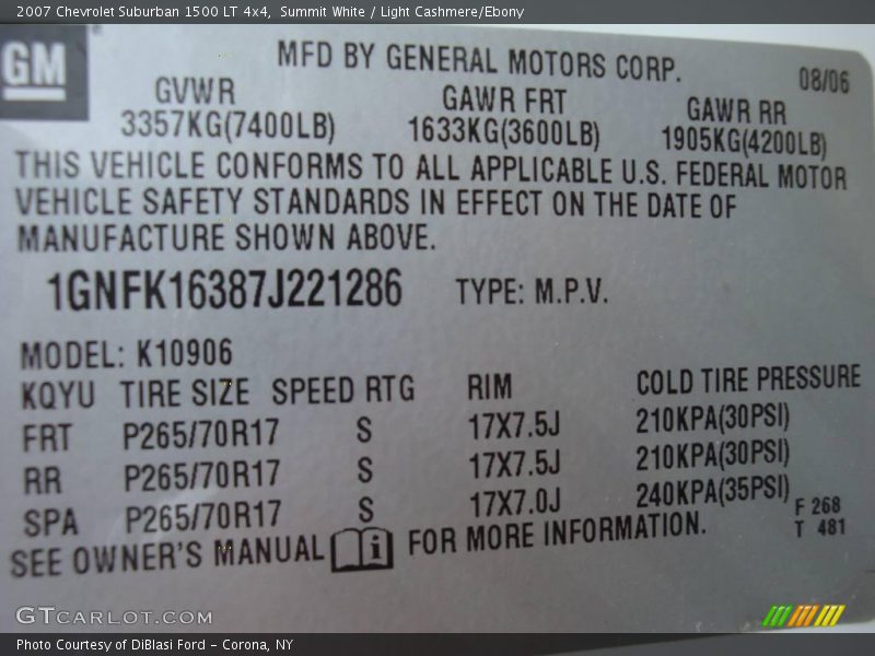 Summit White / Light Cashmere/Ebony 2007 Chevrolet Suburban 1500 LT 4x4