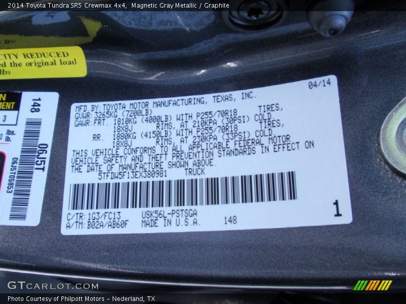 Magnetic Gray Metallic / Graphite 2014 Toyota Tundra SR5 Crewmax 4x4