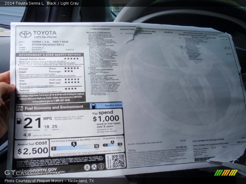 Black / Light Gray 2014 Toyota Sienna L