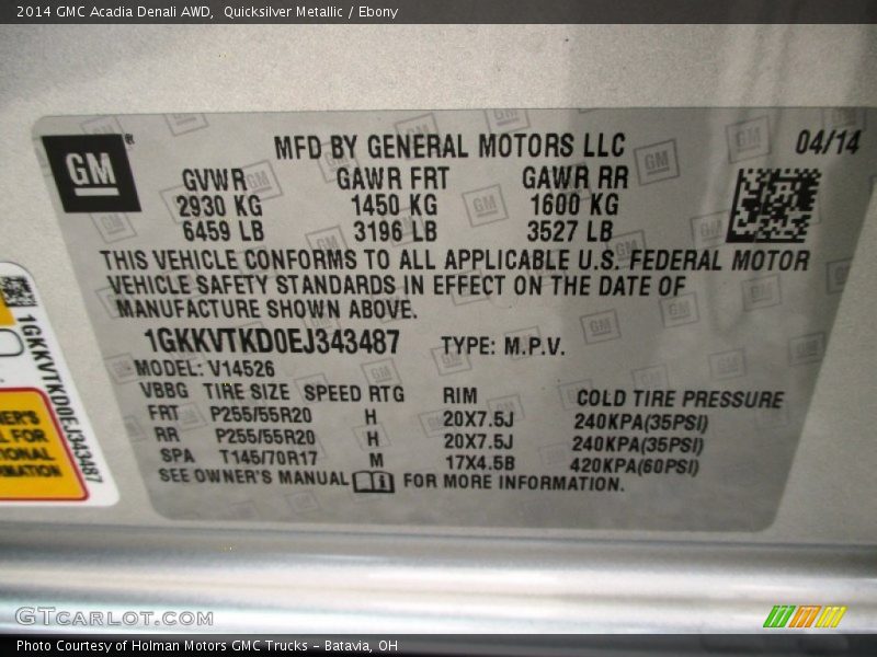 Quicksilver Metallic / Ebony 2014 GMC Acadia Denali AWD