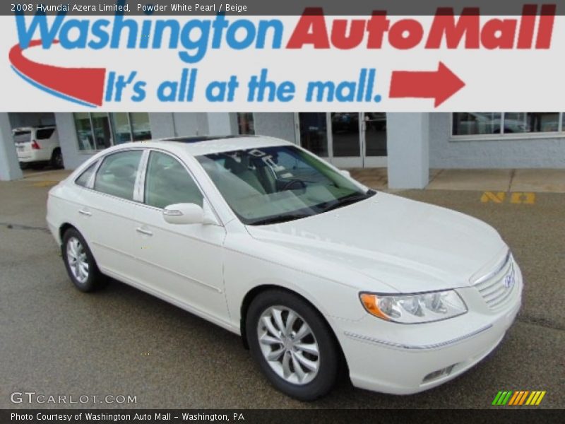 Powder White Pearl / Beige 2008 Hyundai Azera Limited