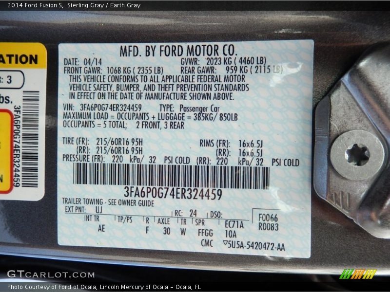Sterling Gray / Earth Gray 2014 Ford Fusion S