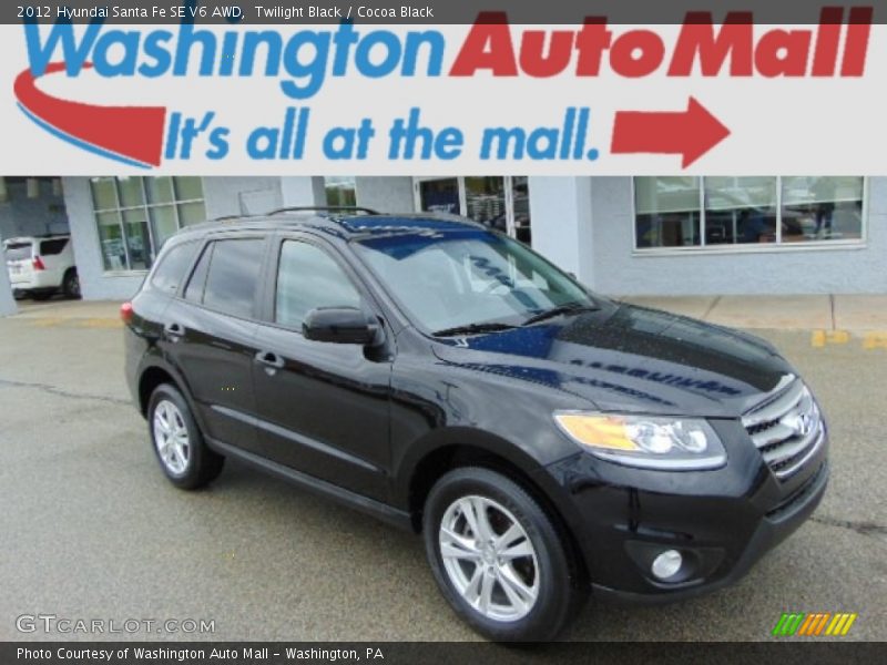 Twilight Black / Cocoa Black 2012 Hyundai Santa Fe SE V6 AWD