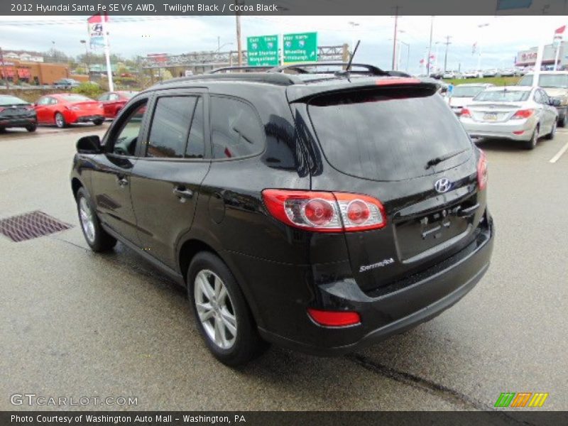 Twilight Black / Cocoa Black 2012 Hyundai Santa Fe SE V6 AWD