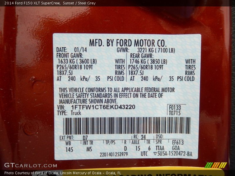 Sunset / Steel Grey 2014 Ford F150 XLT SuperCrew