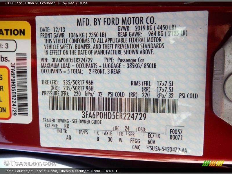 Ruby Red / Dune 2014 Ford Fusion SE EcoBoost