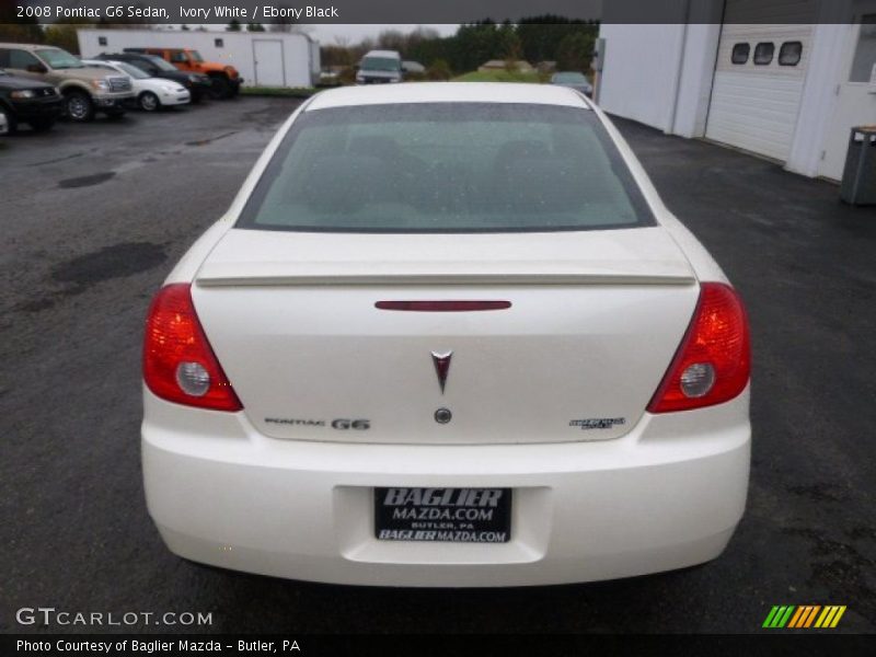 Ivory White / Ebony Black 2008 Pontiac G6 Sedan